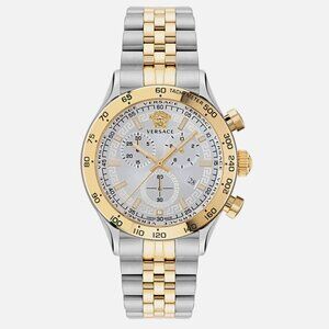 Versace Mens Two Tone 44mm Bracelet Fashion Watch